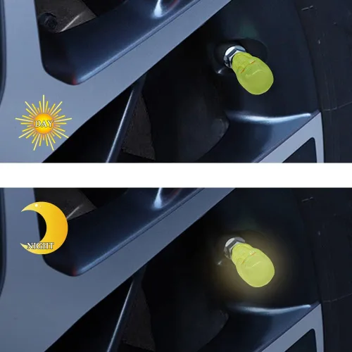 Vista 7 de 4 tapas de vástago de válvula de neumático de automóvil, tapones de vástago de válvula de neumático de automóvil con calavera nocturna, tapones