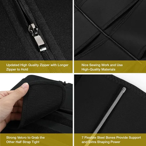 Vista 4 de FeelinGirl Waist Trainer for Women Long Torso Sauna Workout Double Belt With Zipper 7 Steel Bones