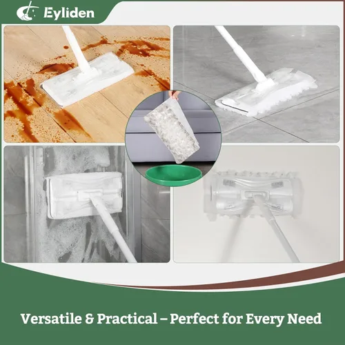 Vista 7 de Eyliden Kit de trapeador, barrido y trapeador con mango largo extendido de 58 pulgadas, 36 paños secos desechables, trapeadores multisuperficie