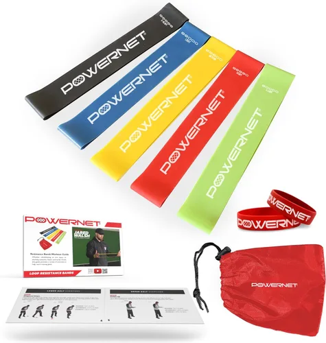Vista 10 de PowerNet Resistance Bands, Heavy Duty & Regular Resistance Color-Coded Exercise Bands, Workout Equipment for Home Gym, Progressive Elastic Bands for