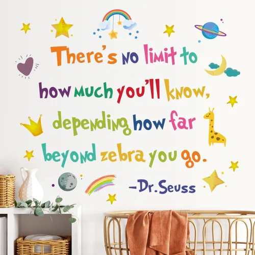 Calcomanías de pared coloridas con frases inspiradoras para aprender educación, frases motivacionales para decoración de pared de aula (no hay no)