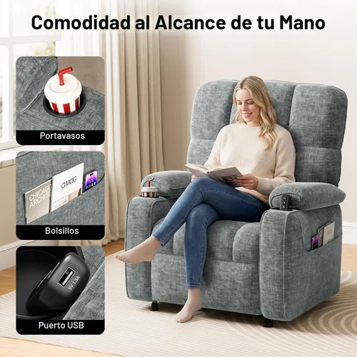 Vista 4 de Amada - Silla reclinable eléctrica sincronizada para adultos Verde