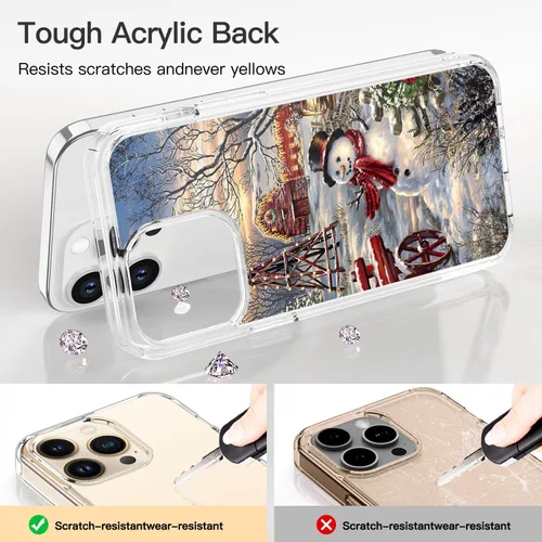 Vista 49 de ICEDIO Funda navideña para iPhone 11 Pro con protector de pantalla, diseños modernos de moda, funda protectora de acrílico transparente a prueba