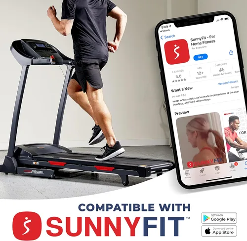 Vista 3 de Sunny Health & Fitness Smart Performance Folding Treadmill with Adjustable Incline and Free SunnyFit App Bluetooth Connection