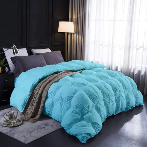 Vista 3 de Aqua Down Alternative Pinch Comforter- Twin Size 68 x 86 Inches 1 Piece All-Season Duvet Insert, 650-GSM with Corner Tabs 100% Egyptian Cotton