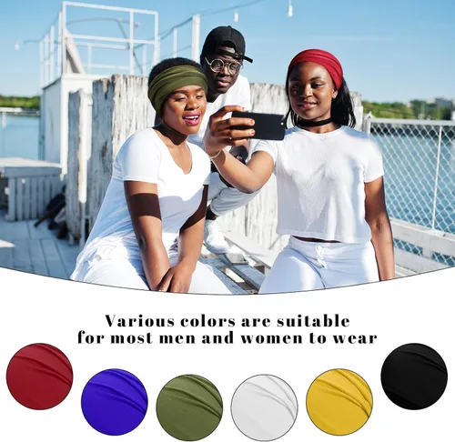 Vista 6 de SATINIOR 6 bandas de rastas para dormir, gorro de ducha para hombres, unisex, de elastano, para cabeza larga, diadema de tubo de cabeza de terror