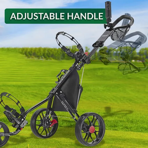 Vista 6 de Caddytek CaddyLite 11.5 V3 Carrito de Golf Push - Carrito de Bolsa de Golf Plegable de Aluminio Ligero de 3 Ruedas con Marco de Cuatro Pliegues