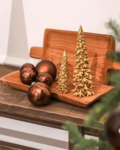 Vista 6 de DN DECONATION Bolas de Navidad de cristal marrón, juego de 9, bolas de Navidad colgantes de 3 pies para decoración del árbol de Navidad, regalo