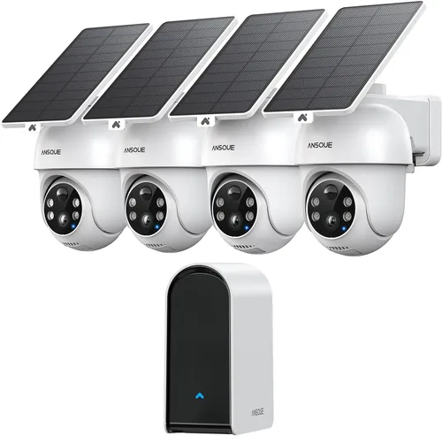 Vista 11 de ANSQUE Cámaras de Seguridad Inalámbricas Sistema para Hogar Exterior, Kit de 2 Cámaras, Sin Tarifas de Suscripción, Energía Solar, Almacenamiento