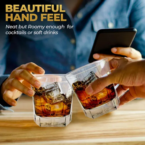 Vista 6 de Old Fashion - Juego de vasos de vidrio de Bourbon de 12 onzas para whisky, escocés, tequila, juego de vasos para whisky (6)
