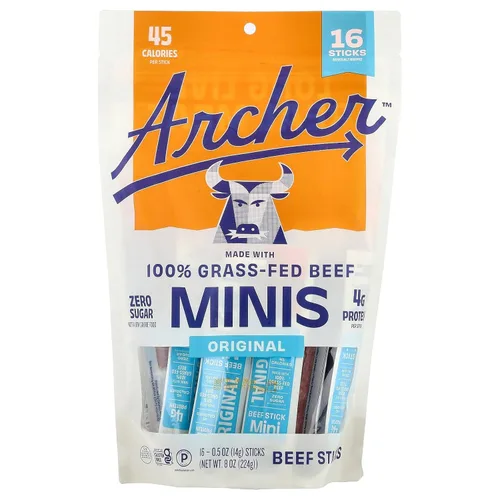 Vista 2 de Country Archer Mini palitos de carne de res originales, 4 onzas