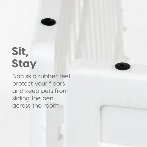 Vista 5 de IRIS USA Corralito para perros de 6 paneles de 24 pulgadas con puerta, 61 x 61 x 24 pulgadas, corralito para cachorros, corralito para perros