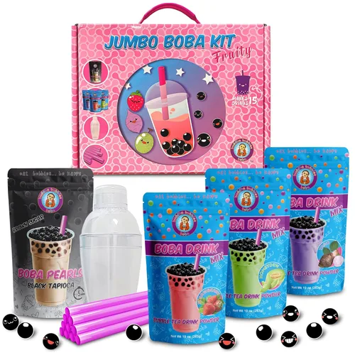 El nuevo kit jumbo de fiesta de té Boba/Bubble Tea de "sabores frutales" de D.I.Y. Buddha Bubbles Boba