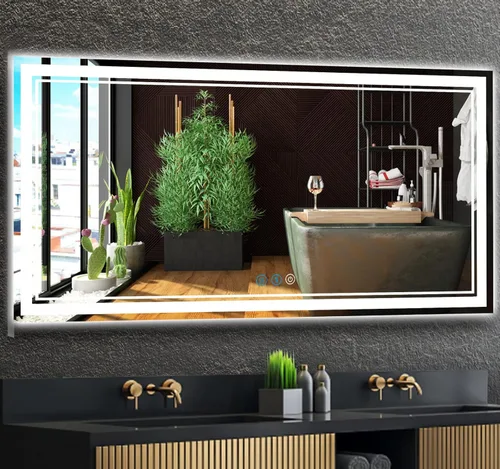 Vista 16 de Espejo de baño LED de 30 x 20 pulgadas con luces, 3 colores de brillo ajustable, antiniebla, espejo de tocador iluminado de 30 pulgadas para pared