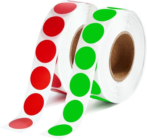 2000 Pcs Round Stickers 1/2 Inch Color Circle Red Green Dot Stickers Small Code Labels for Office Shop Yard Sale Home Classroom Marking Rojo+Verde