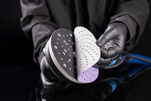 Vista 6 de 3M Cubitron II Hookit - Disco de lijado Purple Clean, 31475, 5 pulgadas, grado P500, 50 discos, patrón de múltiples agujeros, larga duración