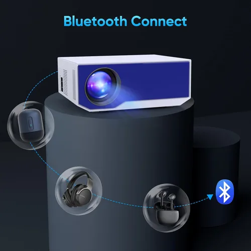 Vista 3 de Proyector con WiFi y Bluetooth, mini proyector portátil de 16000 lúmenes, proyector de película nativo Full HD 1080P para exteriores, proyector