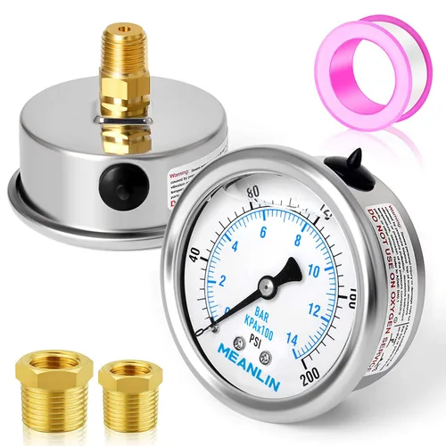 Vista 250 de MEANLIN MEASURE - Vacuómetro de presión de vacío de acero inoxidable, esfera con cara de 2.5 pulgadas, NPT de 1/8 de pulgada, montaje trasero