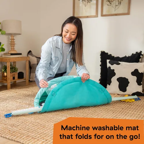 Vista 7 de Ingenuity Baby Einstein Exploradores de Granja Feliz Cosecha Tocar y Sentir Gimnasio de Juego para Bebé y Alfombrilla con 5 Juguetes Removibles, 20+