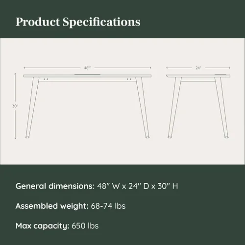 Vista 3 de Branch Escritorio de oficina moderno para oficina en casa, gestión eficiente de cables y montaje rápido, estación de trabajo compacta para el hogar