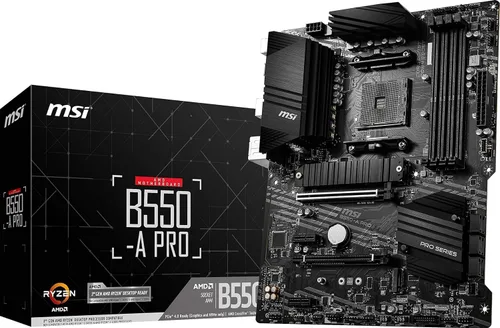 Vista 10 de MSI Placa base B550-A PRO ProSeries (AMD Ryzen 5000, AM4, DDR4, PCIe 4.0, SATA 6Gb/s, M.2, USB 3.2 Gen 2, HDMI/DP, ATX)
