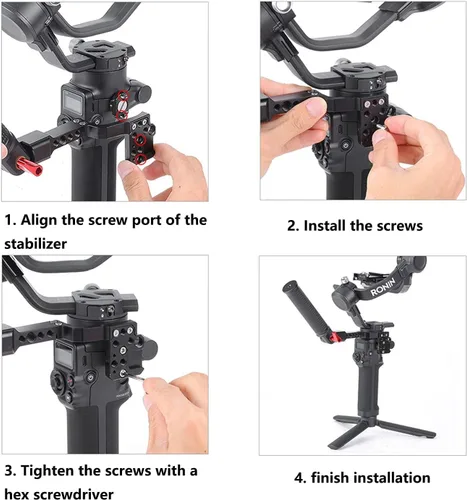 Vista 6 de Soporte de agarre de mango de cardán Soporte de monitor ajustable de 180° Soporte de mango de video profesional con placa de zapata fría para DJI