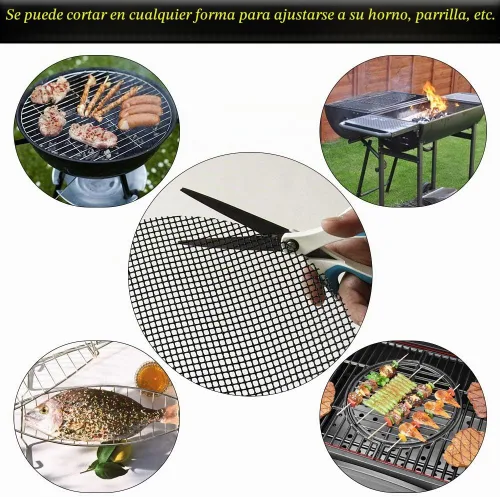 Vista 6 de LOOCH Juego de 5 alfombrillas de malla para barbacoa, antiadherentes