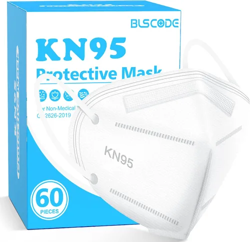 Vista 10 de BLScode Paquete de 60 mascarillas KN95, mascarillas de 5 capas envueltas individualmente, eficiencia de filtro ≥95%