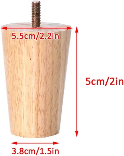 Vista 2 de M8 - Patas rectas de madera maciza cónicas para muebles, patas de mesa de café, patas de sofá de madera dura, 2.0-27.6 in, patas de repuesto