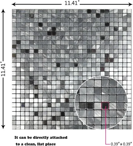 Vista 2 de XUANINY 10 piezas para despegar y pegar para cocina, panel de calcomanías de pared 3D de aluminio, azulejos de mosaico de metal autoadhesivo
