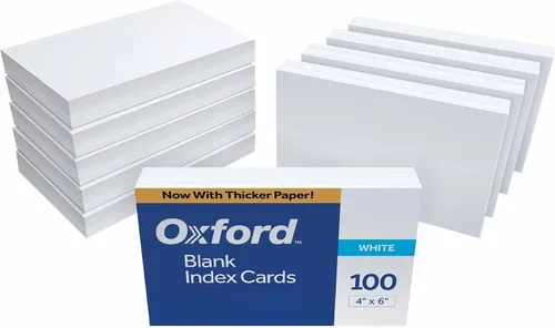Vista 8 de Oxford fichas negras, de 3 x 5 pulgadas, de color blanco, (100 unidades), Blanco