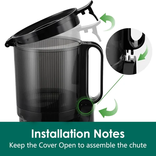 Vista 4 de Máquinas Exprimidoras de Prensa en Frío, Exprimidor de Masticación Lenta con Conducto de Alimentación Extra Grande de 5.3" que Cabe Frutas