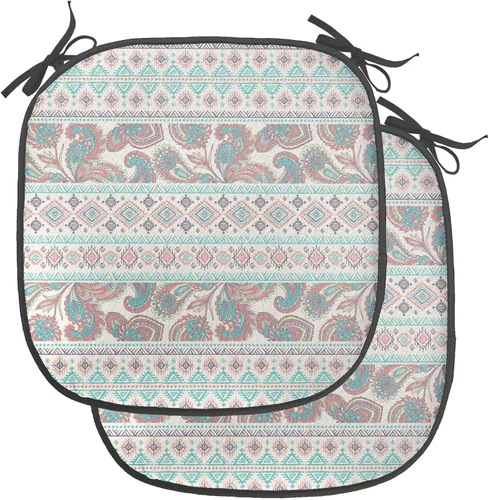 Vista 137 de Ambesonne Grunge Chair Seating Cushion, Retro Striped Background Pineapple Vintage Hippie Graphic, Anti-Slip Seat Padding for Kitchen & Patio