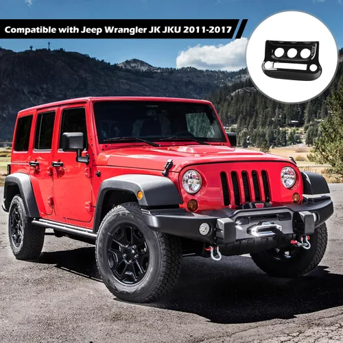 Vista 4 de RT-TCZ Para Jeep JK Negro Dash Console A/C Controles Cubierta Trim Panel para Jeep Wrangler JK JKU 2011-2017 ABS Interior Accesorios 1pc