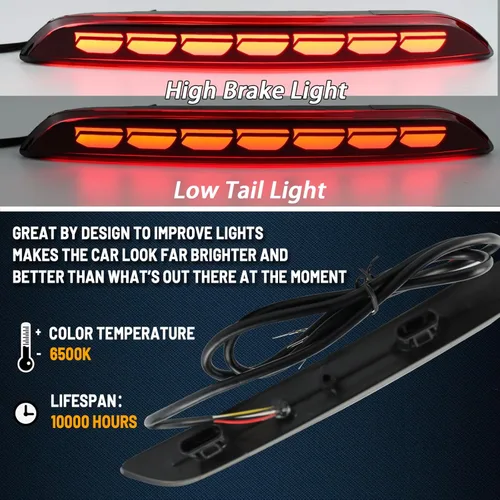 Vista 7 de Kit de ensamblaje de luz de reflector LED de lente roja para parachoques trasero y antiniebla para Honda Civic Hatchback 2022-2024, luz de señal