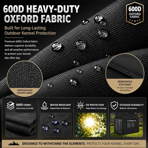 Vista 3 de Funda para perrera para perros de 4.2 x 4 x 4.5 pies, 600D resistente al agua, cobertura completa, protección contra la intemperie al aire libre