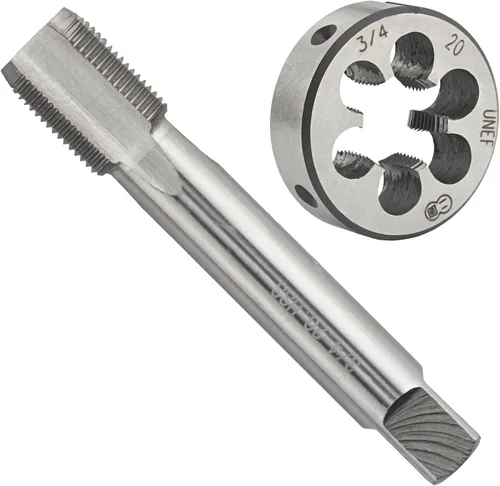 Vista 8 de 1/4 "-20 UNC HSS Tap And Die Set, 1/4 x 20 UNC Macho de rosca de máquina y rosca redonda Die mano derecha