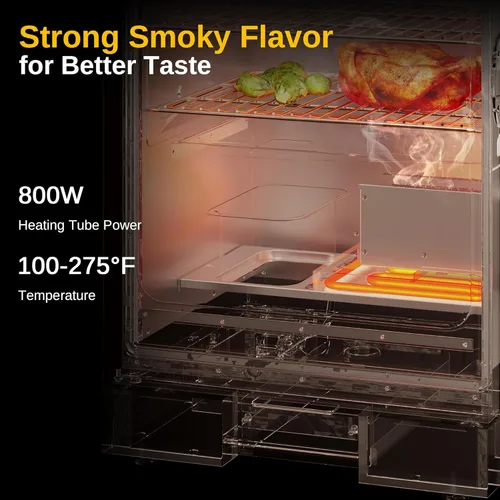 Vista 4 de EAST OAK Ahumador eléctrico de 30 pulgadas con cargador de virutas de madera lateral y resistente PVC 600D impermeable resistente a los rayos UV