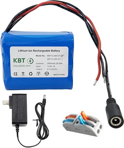 Vista 13 de KBT Batería Recargable de Iones de Litio de 12V 1200mAh, Conector Macho DC5521 de 12 Voltios, Paquete de Batería de Repuesto con Cargador Compatible