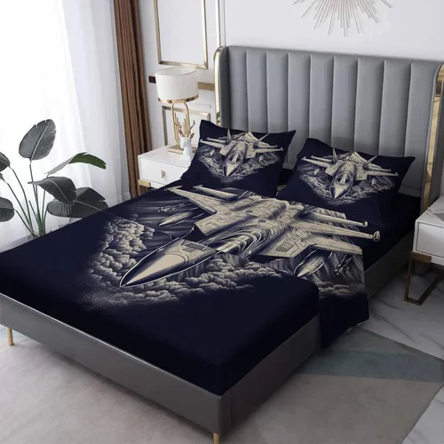 Vista 17 de Juego de sábanas abstractas tamaño individual, sábanas de microfibra suave, bolsillo profundo, sábanas y fundas de almohada estampadas sin arrugas