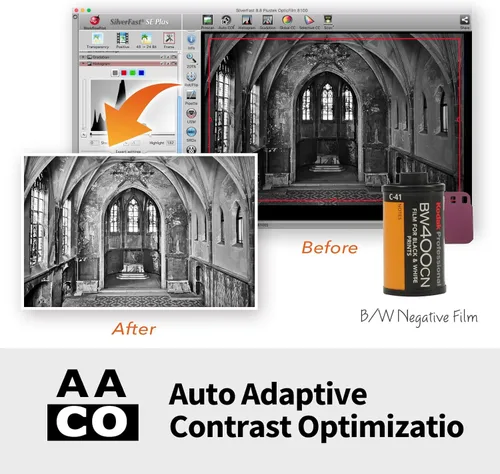Vista 6 de Plustek OpticFilm 8100 - Escáner de película/diapositiva negativa de 35 mm con 7200 DPI y salida de 48 bits. Paquete Silverfast SE Plus 9