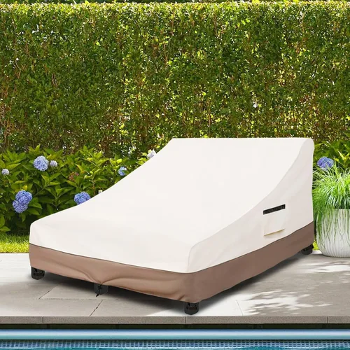 Vista 7 de Okcool Cubierta para tumbona doble ancha de 80 pulgadas para exteriores Beige