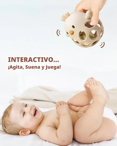 Vista 3 de ChooKaChoo Juguete de sonajero de dentición 2 en 1, mordedor sensorial para bebés de 3 a 12 meses, 100% silicona de grado alimenticio, fácil