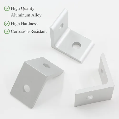 Vista 3 de 10 piezas 2020 soporte de esquina interior, conector de soporte de aluminio en forma de L de 2 agujeros para perfil de extrusión de aluminio 2020