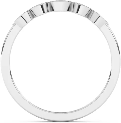 Vista 4 de Anillo de 0.05 quilates redondo de talla brillante con diamantes naturales marquesa a juego Elegantemente elaborado en oro blanco de 14 quilates
