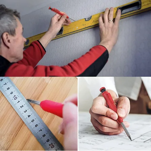 Vista 7 de Gegong Juego de 24 lápices de carpintero sólido de 0.110 in de diámetro, repuestos para rotuladores de carpintero, lápiz mecánico para carpintería