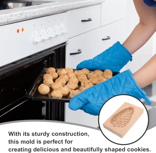 Vista 7 de EXCEART Molde de madera para galletas de Navidad, moldes de galletas de piña, cortador de galletas, sellos de prensa de pan de jengibre, molde