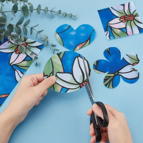 Vista 6 de GORGECRAFT 5 piezas de película de privacidad para ventana, película de vidrieras no adhesivas, películas de tintado para ventanas, calcomanías