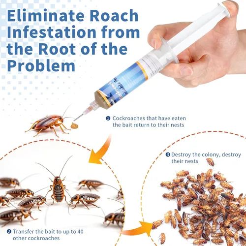 Vista 5 de Potente gel para matar cucarachas, cebo de gel de cucarachas para control de plagas de insectos, fácil de aplicar, 1 tubo x 1.06 oz