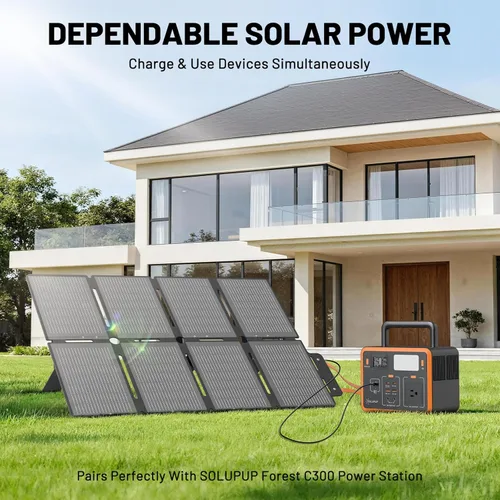 Vista 6 de SOLUPUP 100W Paneles solares plegables portátiles, impermeables IP67 para acampar, suministro de energía al aire libre, diseño compacto de 8